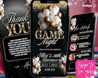 Animated Game Night Invitation: Editable Party Invite (Canva Template, Digital Download)