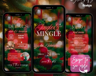 Animierte Weihnachtsparty-Einladung: Jingle & Mingle (Digitaler Download)