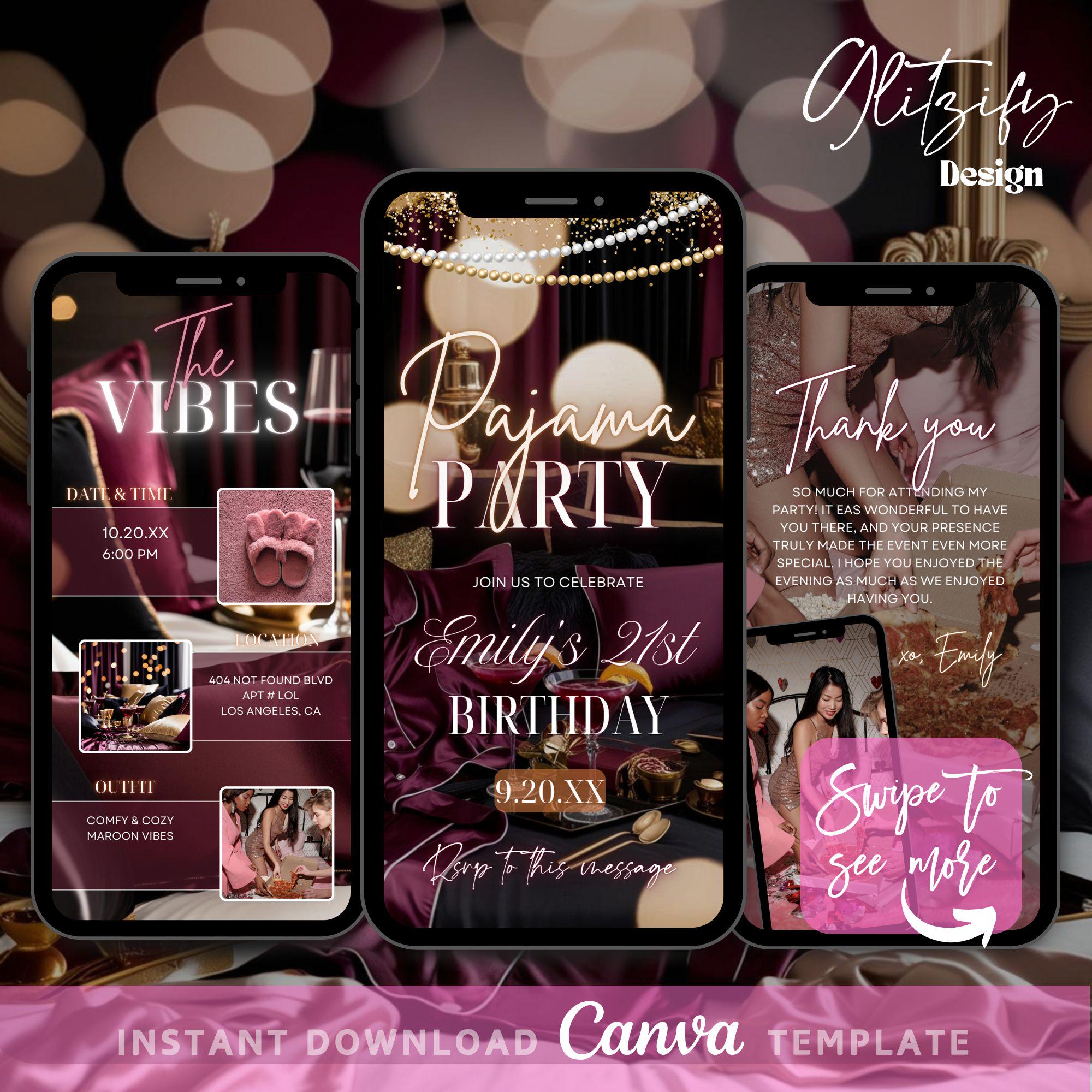 Pajama Jam Birthday Invitation - Etsy