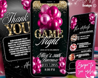 Animated Game Night Invitation: Editable Party Invite (Canva Template, Digital Download)