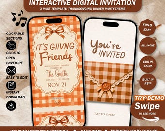 It's Giving Friends Invitation Website: Fun Friendsgiving Dinner Invite with Rsvp ( canva template )