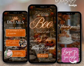 Geanimeerde uitnodiging babyshower Halloween: canvasjabloon (digitale download)