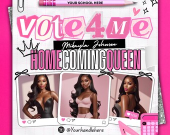 Editable Hoco Queen Vote Flyer: Y2K Homecoming Template (Digital Download)