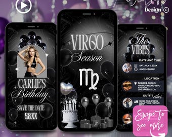 Animated Virgo Birthday Invitation: Celestial Star Sign Invite (Digital Download)