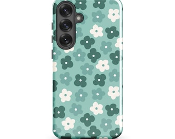 Retro Floral Samsung Phone Case - Green Aesthetic Tough Cover
