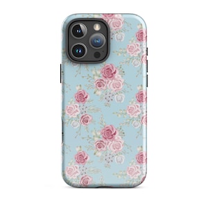 Blue Floral Phone Case for iPhone, Cottagecore Phone Case,  Soft Aesthetic Case, Gift for Her,  iPhone 16 15 14 13 12 11 8 Pro Max Plus