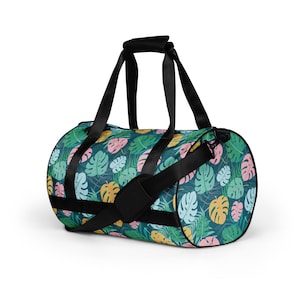 Monstera Leaf Duffle Bag, Tropical Gym Bag, Colorful Weekender Bag, Yoga Duffel, Travel Overnight Bag, Cute Carry On Bag