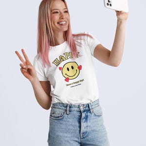 Happy Vibes T-shirt, Yellow Smile Shirt, Positive Shirt, Be Happy T-Shirt, Smiley Face Tee, Good Vibes Tee, Positivity, Inspirational shirt