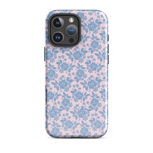 Pink and Blue Floral iPhone Case, Girly Phone Case, Soft Aesthetic Phone Case, Gift for Her, iPhone 16 15 14 13 12 11 8 Pro Max