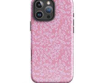 Capa para iPhone com estampa floral rosa: capa vintage pastel cottagecore