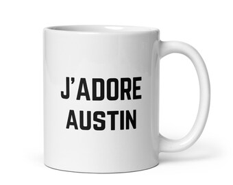 Jag älskar Austin-kaffemugg: Fransk Texas-souvenir