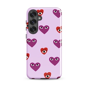 Samsung Galaxy case, eye heart pattern phone case, trippy heart design, pastel phone case, quirky phone case, S25 S24 S23 S22 Ultra Plus