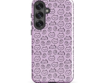 Coque Samsung avec chat kawaii : motif chaton violet pastel