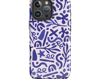 Abstrakte iPhone Hülle in Kobalt Blau: Moderne Kunst, robust