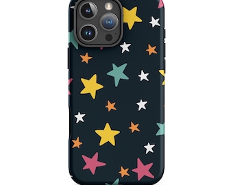 カラフルな星柄のタフなiPhoneケース：耐衝撃性、トレンド感のあるスマホカバー