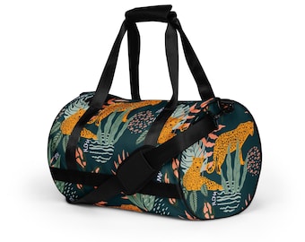 Tropical Cheetah Print Duffle Bag: Water-Resistant Weekender