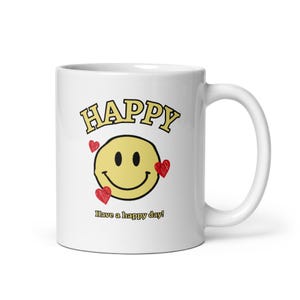 Happy Face Mug, Smiley Face Coffee Mug, Positive Vibes Mug, Cute Aesthetic Mug, Retro Smiley Mug, Dopamine Gift, Feel Good Mug, Y2K Mug