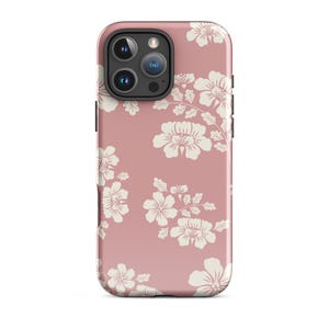 Blush Floral iPhone Case, Boho Flower Phone Case iPhone 15 14 13 12 Pro Max, Vintage Botanical, Soft Aesthetic Tough Cover, Gift for Her
