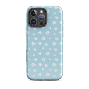 Light Blue Floral Phone Case for iPhone 15 14 13 12 11 Pro Max, Cute Flower Design, Protective and Pretty, Gift for Her