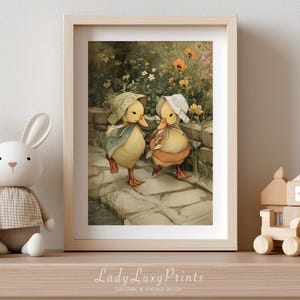 Vintage Duckling Print: Nursery Wall Art, Cottagecore Decor (Digital Download #306)