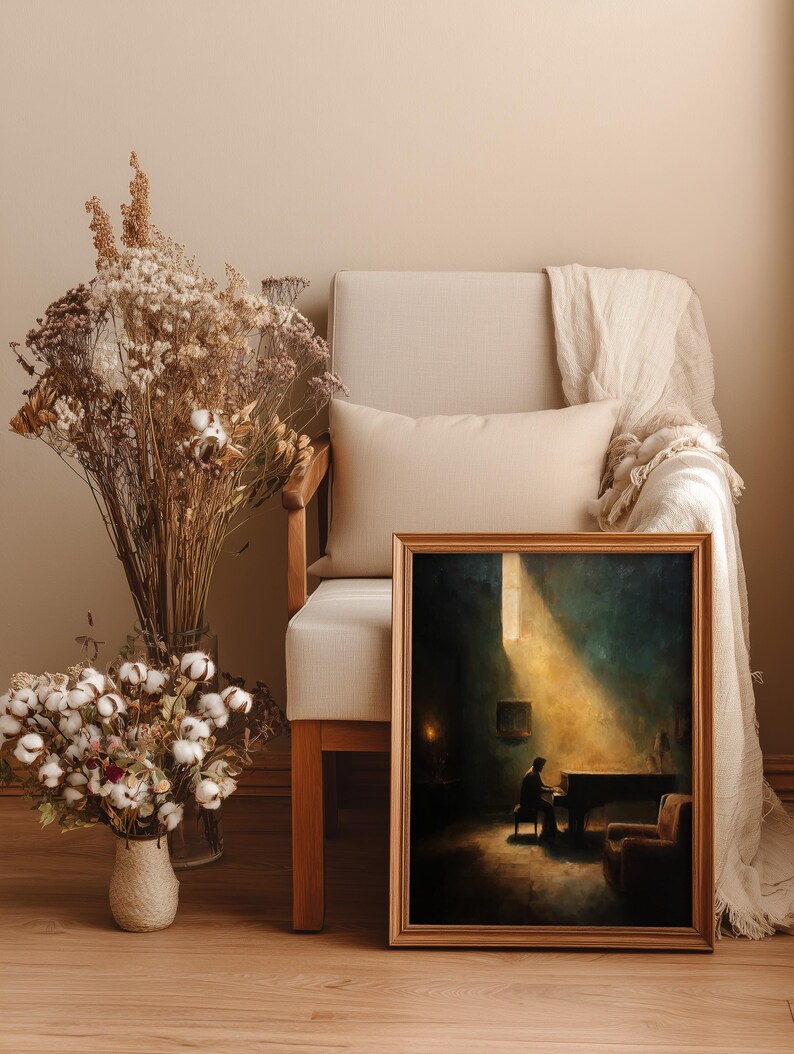 Vintage Piano Player Art Print: Golden Light, Classical Music (digital ...
