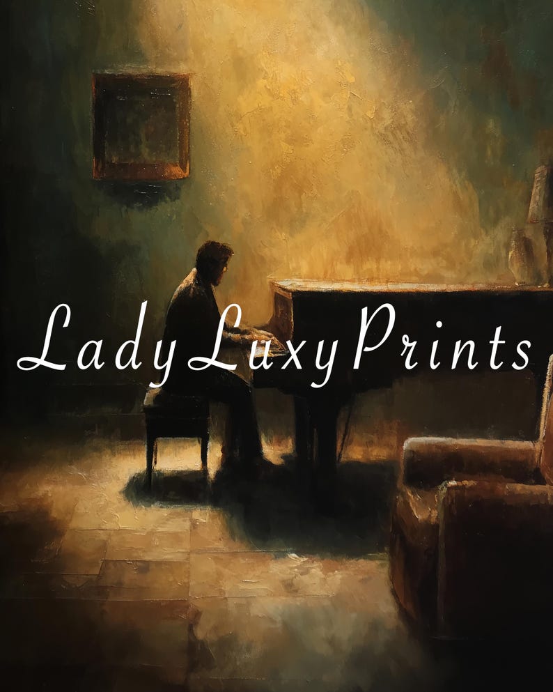 Vintage Piano Player Art Print: Golden Light, Classical Music (digital ...