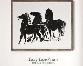Vintage Abstract Horses Print: Antique Farmhouse Art (Digital Download) #19