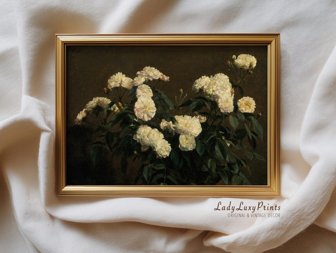 Vintage White Rose Still Life Floral Art Print (digital Download) #509 ...