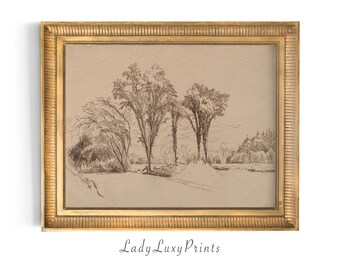 Vintage boomschetsafdruk: neutrale landschapsets (digitale download) #11