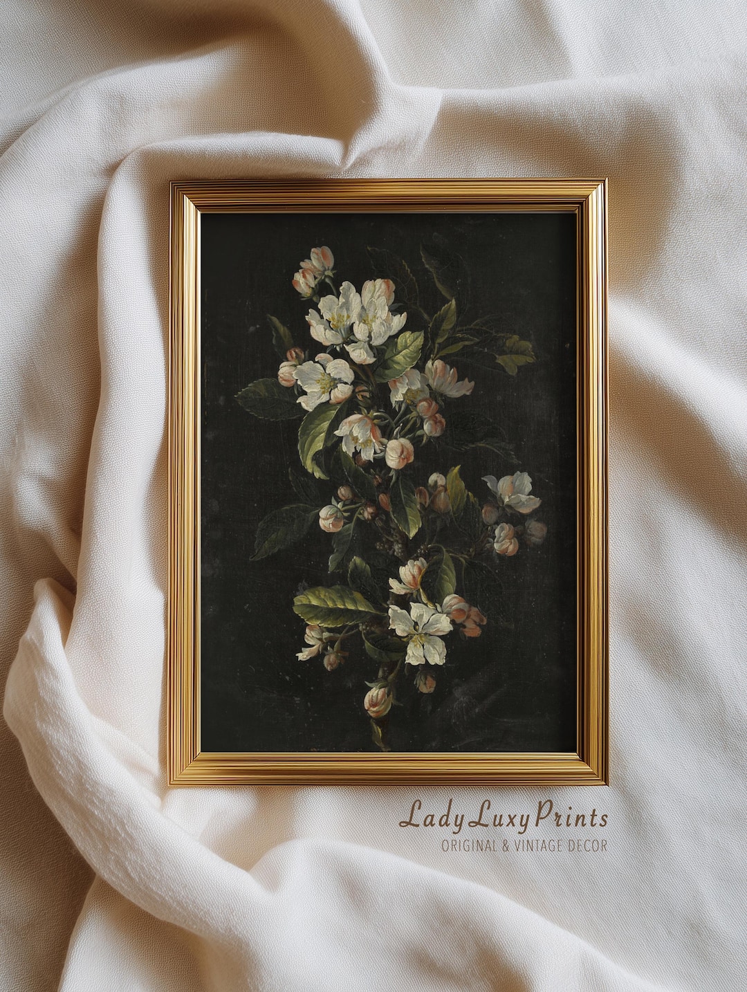 Vintage Apple Blossom Print: Dark Academia Floral Still Life (digital ...
