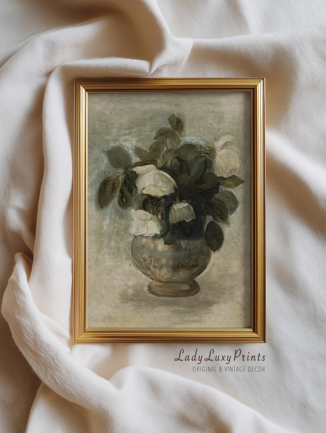 Vintage White Rose Still Life Printable Wall Art, French Floral ...
