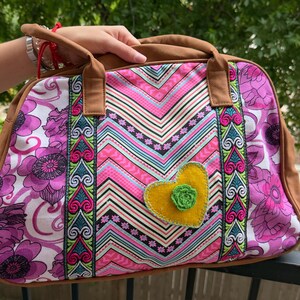 Patchwork Stoff Tasche Kunstleder Borte Reißverschluss