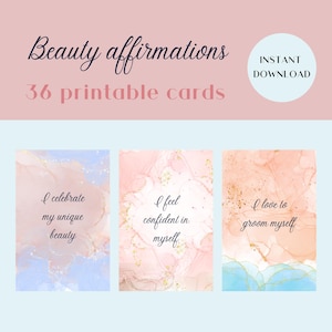 Cartes d'affirmation beauté, Cartes de confiance pour femme, Cartes d'affirmation d'amour de soi, Affirmations d'éclat, Cartes d'hygiène de vie, Manifestation