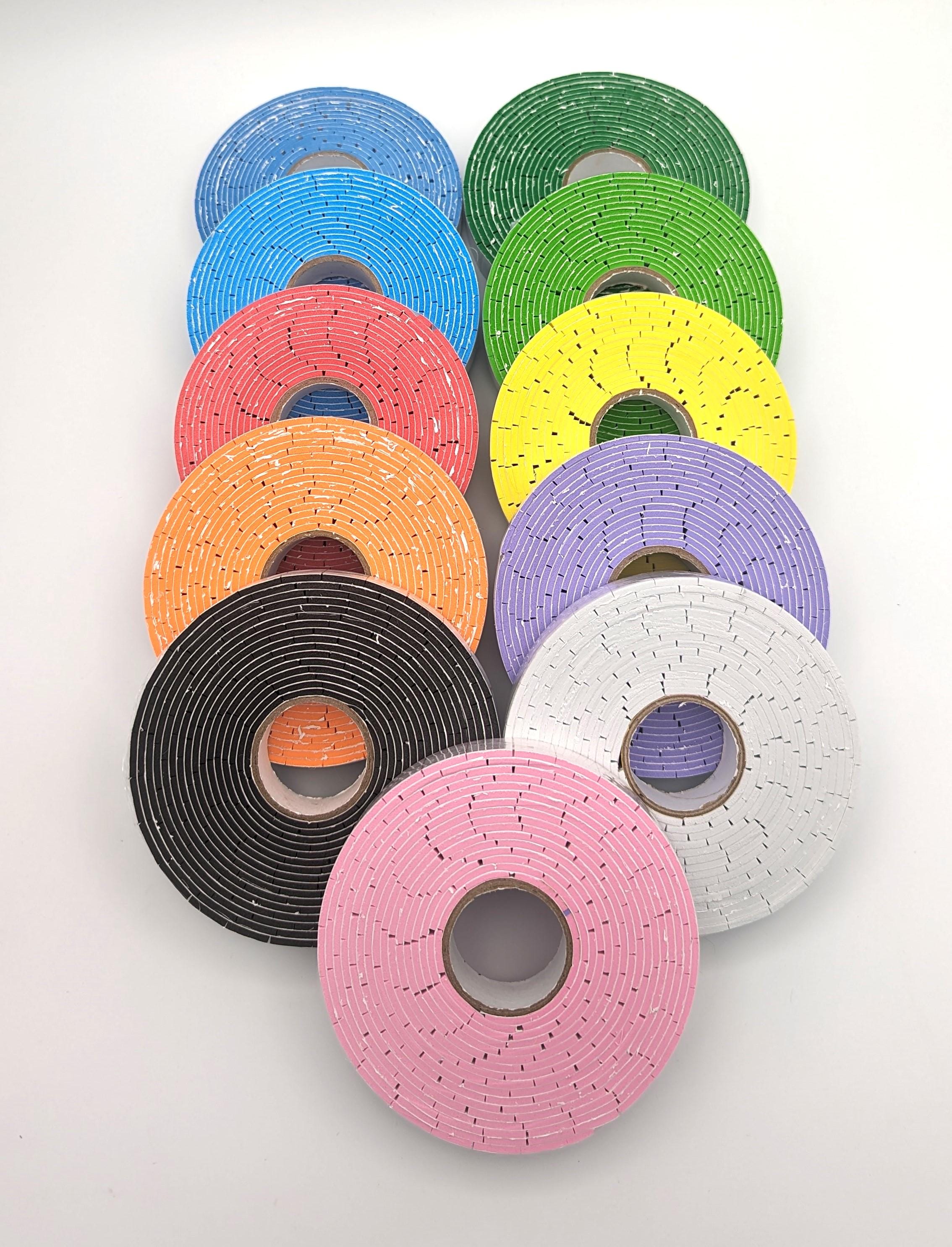 Eva Foam pre Cut Tape Rolls Double Side Adhesive (Light Blue Green Purple Yellow Pink) 2mm Thick Double Sided Foam Tape Adhesive Craft Tape