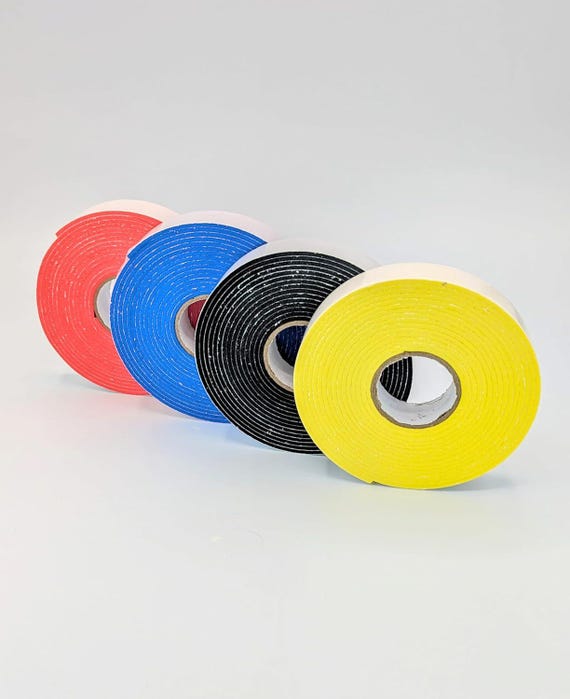 Eva Foam Tape Strip Rolls,Colored Double Side self-Adhesive for Craft Projects,Pack of 5,Size 2 mm, 4 Beautiful Colors Yellow blue black red