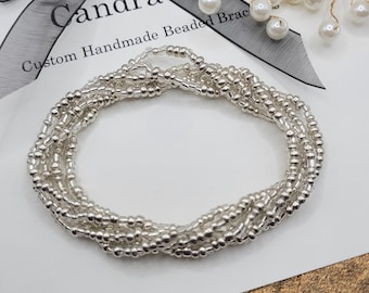 Silver Seed Bead Bracelet