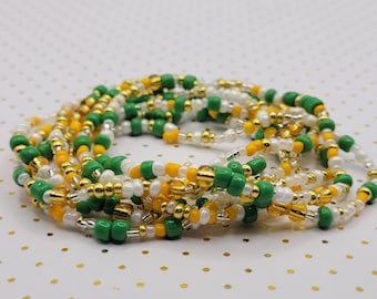 Packers Bracelet, Green Bay Seed Bead Jewelry with Stretch String