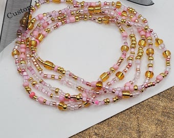 Seed Bead Bracelet, Multi Pink And Gold