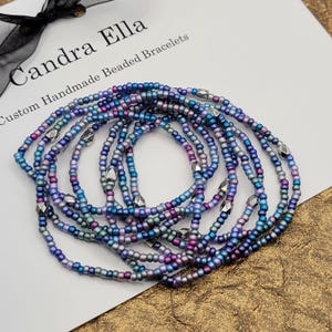 Matte Jeweled Seed Bead Stretch Bracelet or Anklet: Boho Minimalist Jewelry