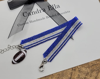 Women Bracelet, Dallas Cowboys Seed Beads with Football Charm