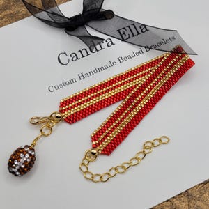San Francisco 49ers NFL Super Bowl Women’s Bracelet, Football Jewelry, Red and Gold Wristband, Gift for Football Fans, Handmade Jewelry