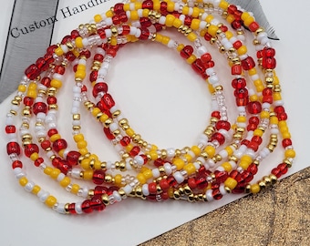 KC Chiefs Bracelet, NFL Stretch Bead Team, Kansas City Fan Wrist Jewelry