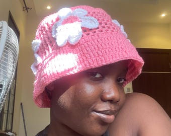 Crochet Pattern for Sunflower Bucket Hat, Crochet Sunflower Bucket Hat Pattern, easy for beginners crochet pattern