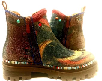 Brown, size 36, vegan chelsea boots. Festival new rock, western boots.
