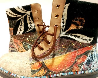 Wegańskie, boho, buty górskie szyte na miarę, rozmiar EU39. Beżowe buty na każdą porę dnia.