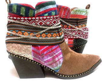 Cowboy, vegan boots EU40. Handmade festival western boots.