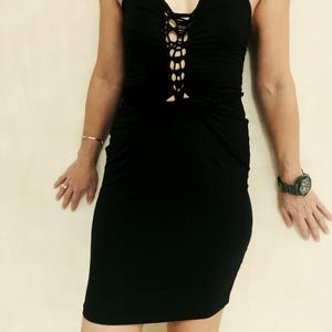 Black pixie, cotton tank, dress with gothic flair. Elven bodycon dress.