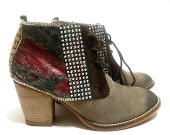 Leather chukka boots EU38. Handcrafted boho style and dress boots.