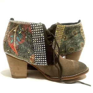 Leather chukka boots, EU38. Handcrafted boho style and dress boots.