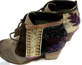 Leather chukka boots EU39. Handcrafted boho style and dress boots.